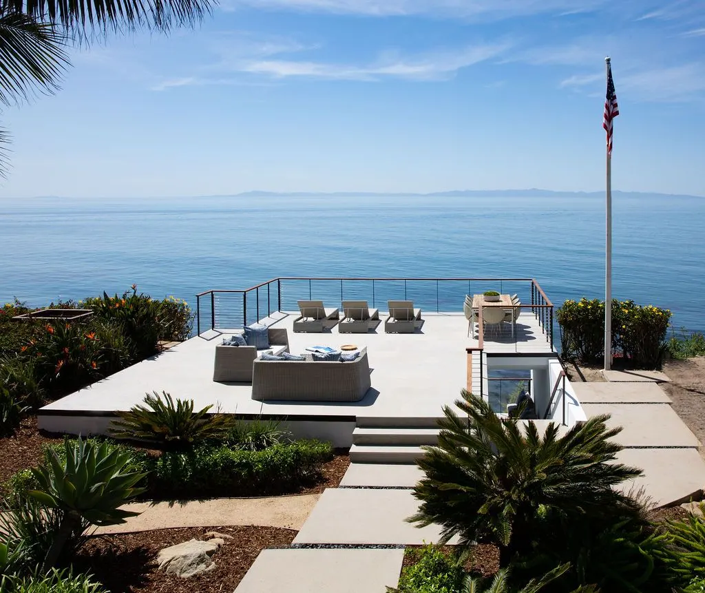 Ocean-view deck of a coastal Santa Barbara residence